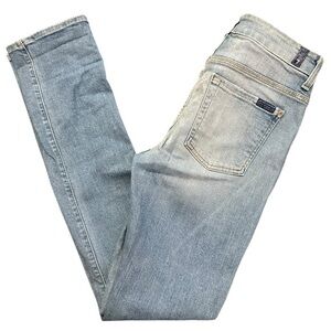 7 for all Mankind Denim 27 Light Blue Wash High Waisted Vintage Straight Jeans